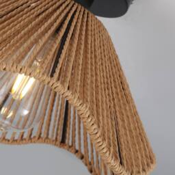 NIVOR 1 Light Rattan Flush Mount Ceiling Lamp E27 in Brown - thumbnail 6