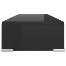 Berkfield Home TV Stand/Monitor Riser Glass Black 60x25x11 cm - Size: 60 x 25 x 11 cm - thumbnail 4