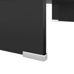 Berkfield Home TV Stand/Monitor Riser Glass Black 60x25x11 cm - Size: 60 x 25 x 11 cm - thumbnail 5