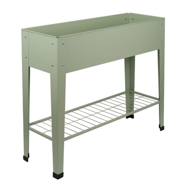 Harbour Housewares Elevated Raised Garden Bed with Legs & Storage Shelf in Green - image 1