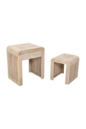 IH Design Baffins Mango Wooden Nest of 2 Tables with Drawer in Light Brown - thumbnail 4