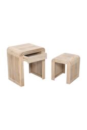 IH Design Baffins Mango Wooden Nest of 2 Tables with Drawer in Light Brown - thumbnail 5