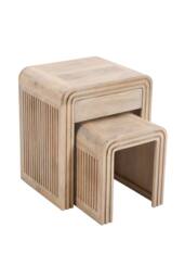 IH Design Baffins Mango Wooden Nest of 2 Tables with Drawer in Light Brown - thumbnail 3