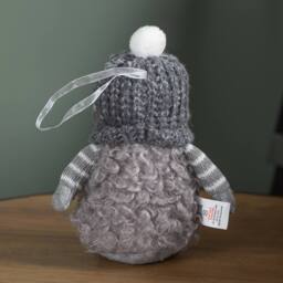Samuel Alexander 16cm Grey Gonk with Bobble Hat Hanging Christmas Pendant Decoration - thumbnail 3