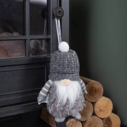 Samuel Alexander 16cm Grey Gonk with Bobble Hat Hanging Christmas Pendant Decoration - thumbnail 4