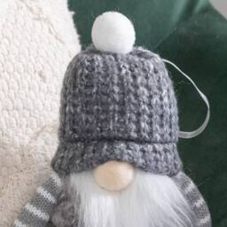 Samuel Alexander 16cm Grey Gonk with Bobble Hat Hanging Christmas Pendant Decoration - thumbnail 7
