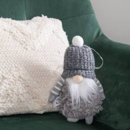 Samuel Alexander 16cm Grey Gonk with Bobble Hat Hanging Christmas Pendant Decoration - thumbnail 6