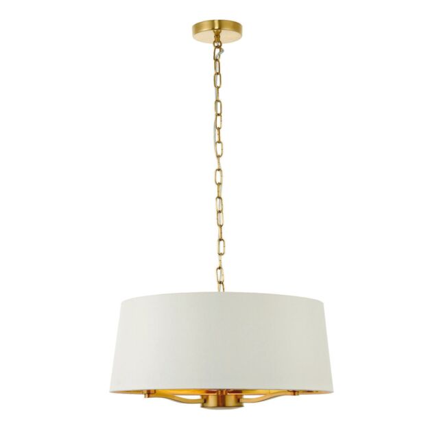 Loops Ceiling Pendant Light Satin Brass & Vintage White Fabric 3 x 40W E14 e10194 - image 1
