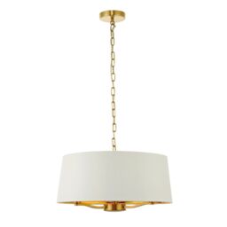 Loops Ceiling Pendant Light Satin Brass & Vintage White Fabric 3 x 40W E14 e10194 - thumbnail 1