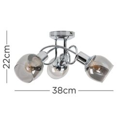 ValueLights Zarah 3 Way Silver Ceiling Bar Light - thumbnail 5