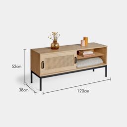 "VonHaus Lena Rattan Sliding Door Up to 55"" TV Unit in Brown" - thumbnail 8