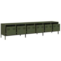 Berkfield Home TV Cabinet Olive Green 202x39x43.5 cm Cold-rolled Steel - thumbnail 4