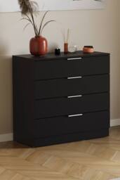 HD Designs Trega 4 Drawer Chest of Drawers Space Saving Bedroom in Black - thumbnail 1