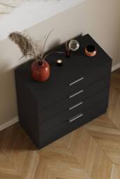 HD Designs Trega 4 Drawer Chest of Drawers Space Saving Bedroom in Black - thumbnail 6
