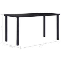 Berkfield Home Modern Dining Table Black 140x70x75 cm Tempered Glass - Size: 140 x 70 x 75 cm - thumbnail 5