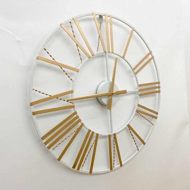 Minster Wall Clock - L2 x W60 x H60 cm - White/Brown in White - Size: 1 Pack