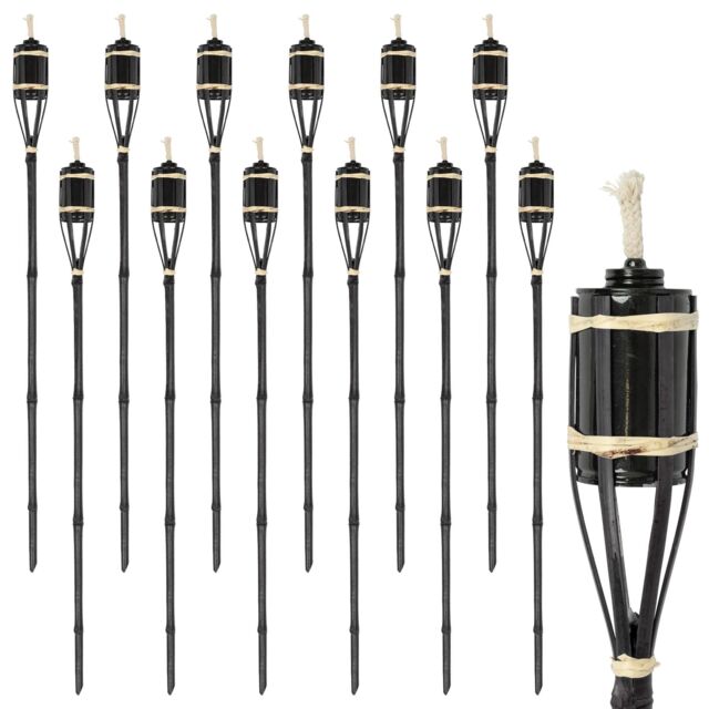 Harbour Housewares Bamboo Garden Fire Torches - 113cm - Pack of 12 in Black - image 1
