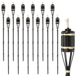 Harbour Housewares Bamboo Garden Fire Torches - 113cm - Pack of 12 in Black - thumbnail 1