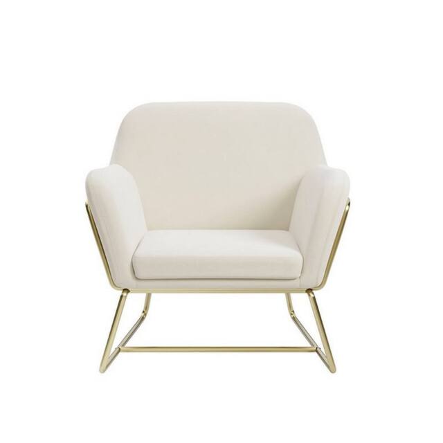 Lemon Pavilion Furniture Charles Armchair - L66 x W75.5 x H76.5 cm - Cream/Gold Brushed in White - Size: 1 Pack - image 1