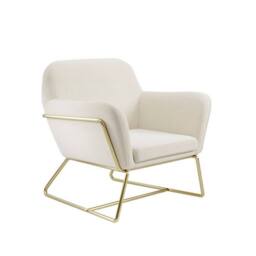 Lemon Pavilion Furniture Charles Armchair - L66 x W75.5 x H76.5 cm - Cream/Gold Brushed in White - Size: 1 Pack - thumbnail 2