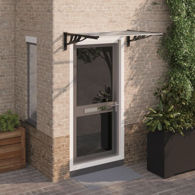 Berkfield Home Door Canopy Black & Transparent 122x90 cm Polycarbonate in Clear - image 1