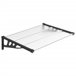 Berkfield Home Door Canopy Black & Transparent 122x90 cm Polycarbonate in Clear - thumbnail 2