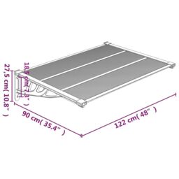 Berkfield Home Door Canopy Black & Transparent 122x90 cm Polycarbonate in Clear - thumbnail 6