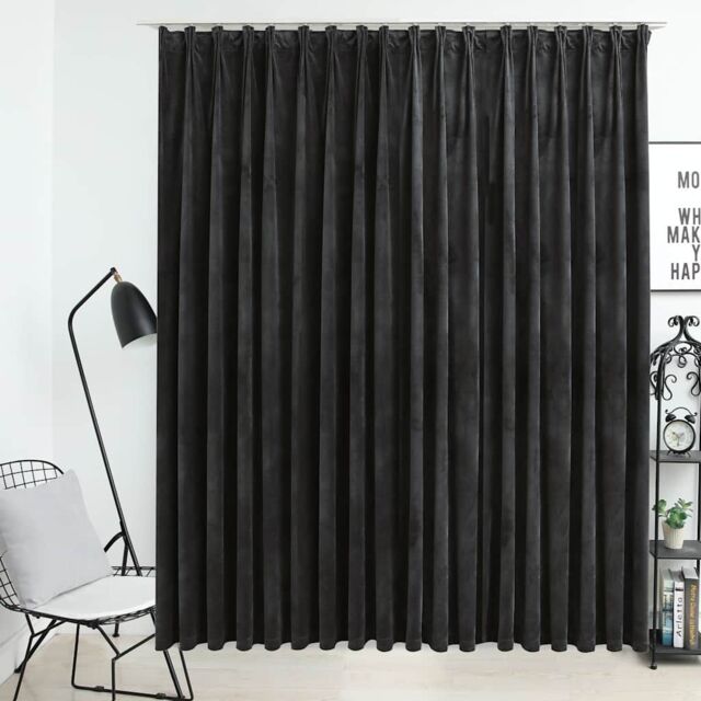 Berkfield Home Blackout Curtain with Hooks Velvet Anthracite 290x245 cm - image 1
