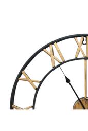 Living and Home 60cm Dia Retro Industrial Style Gold Roman Numerals Black Frame Hollow Metal Wall Clock - thumbnail 4
