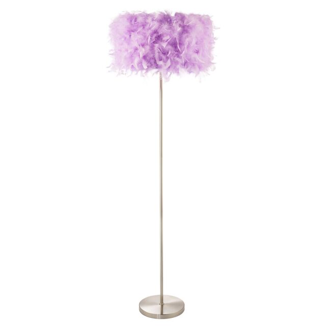 Happy Homewares and Chic Real Feather Floor Lamp with Satin Nickel Base & Switch in Lilac - image 1