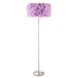 Happy Homewares and Chic Real Feather Floor Lamp with Satin Nickel Base & Switch in Lilac - thumbnail 2