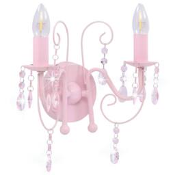Berkfield Home Wall Lamp with Beads Pink 2 x E14 Bulbs - thumbnail 3