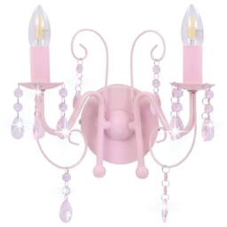 Berkfield Home Wall Lamp with Beads Pink 2 x E14 Bulbs - thumbnail 4