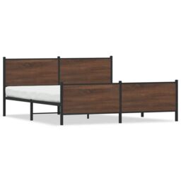 Berkfield Home Metal Bed Frame without Mattress Brown Oak 180x200 cm Super King - thumbnail 2