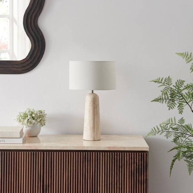 FurnitureboxUK Teresia Travertine Stone Table Lamp in Beige - image 1