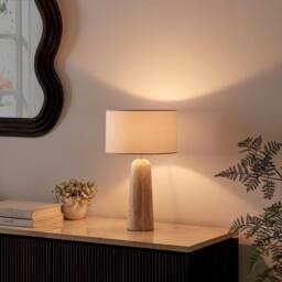 FurnitureboxUK Teresia Travertine Stone Table Lamp in Beige - thumbnail 3