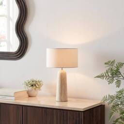 FurnitureboxUK Teresia Travertine Stone Table Lamp in Beige - thumbnail 2