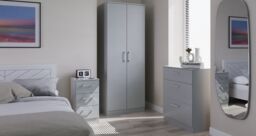 Swift Devon 3 Piece Bedroom Set (Wardrobe, Chest & Bedside) in Dusk Grey - Ready Assembled in Dark Grey