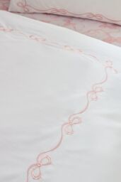 Catherine Lansfield 'Bow Embroidery' Duvet Cover Set in Pink - Size: Single - thumbnail 4