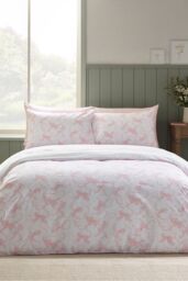 Catherine Lansfield 'Bow Embroidery' Duvet Cover Set in Pink - Size: Single - thumbnail 2