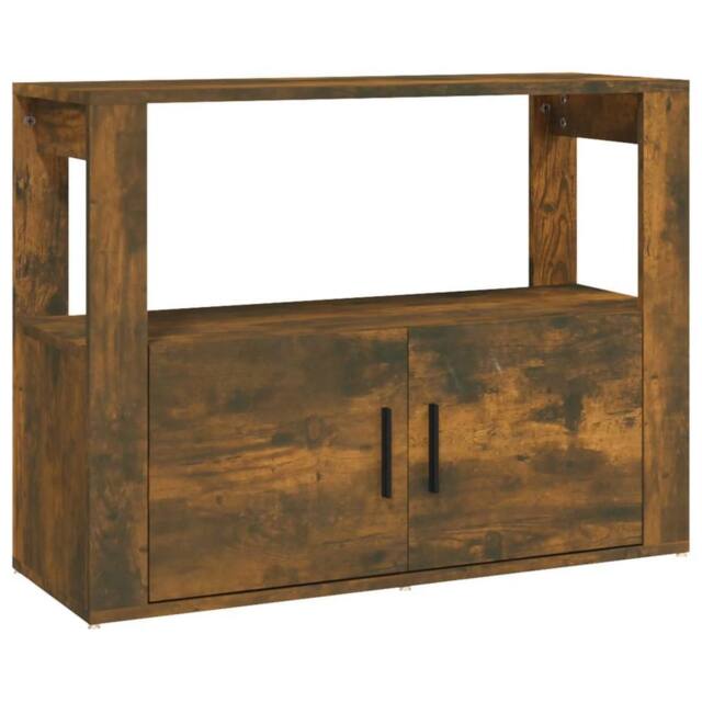 Berkfield Home Sideboard Smoked Oak 80x30x60 cm Engineered Wood in Brown - Size: 80 x 30 x 60 cm - image 1