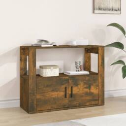 Berkfield Home Sideboard Smoked Oak 80x30x60 cm Engineered Wood in Brown - Size: 80 x 30 x 60 cm - thumbnail 2