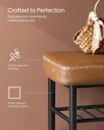 VASAGLE Medium Mid-Century Shoe Storage Bench Synthetic Leather Entryway in Brown - thumbnail 3