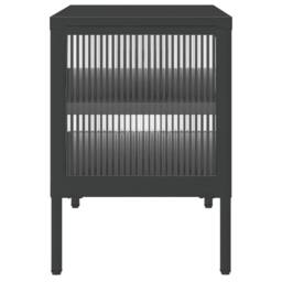 Berkfield Home TV Cabinet Black 105x35x50 cm Glass & Steel - Size: 105 x 35 x 50 cm - thumbnail 6