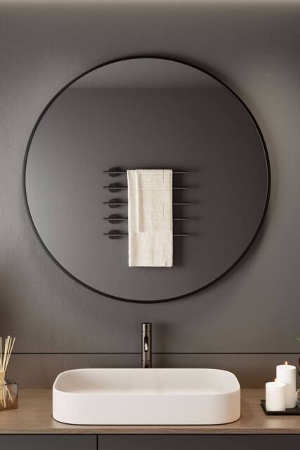 Neo Black Nordic Round Metal Frame Wall Mirror 40cm 50cm 60cm 70cm & 80cm - Size: 40 cm x 40 cm - image 1