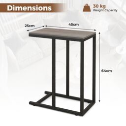 Costway C-Shaped End Table for Couch & Bed 64 CM High Sofa Side Table-Oak in Grey - thumbnail 3