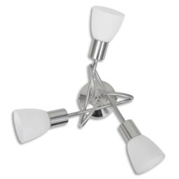 Berkfield Home Ceiling Lamp with Glass Shades for 3 E14 Bulbs in White - thumbnail 4