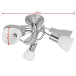 Berkfield Home Ceiling Lamp with Glass Shades for 3 E14 Bulbs in White - thumbnail 6