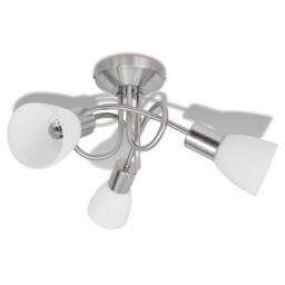 Berkfield Home Ceiling Lamp with Glass Shades for 3 E14 Bulbs in White - thumbnail 2