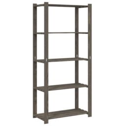 Berkfield Home 5-Tier Storage Rack Grey 80x38x170 cm Solid Wood Pine - Size: 80 x 38 x 170 cm - thumbnail 2